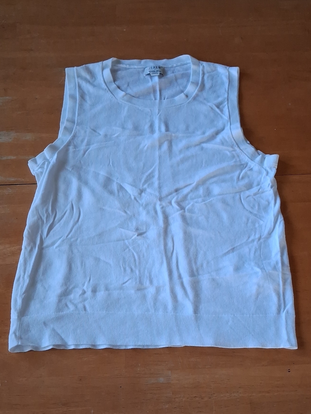 J. Crew White Sleeveless Ribbed Knit Tank Top